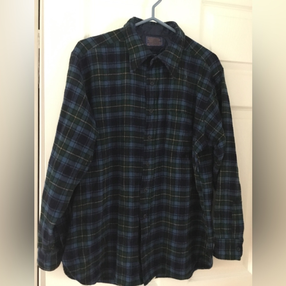 Pendleton Men's Blue and Green Plaid Shirt